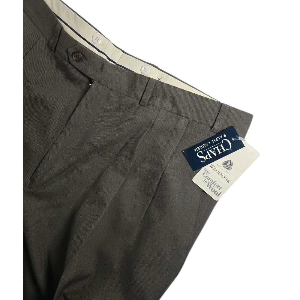 Vintage Chaps Ralph Lauren Pants Mens‎ 38 BROWN Pleated Trousers Wool DARWIN
